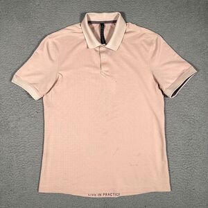 Lululemon Shirt‎ Mens Medium Pink Live In Practice Pique Polo Golf Casual Preppy